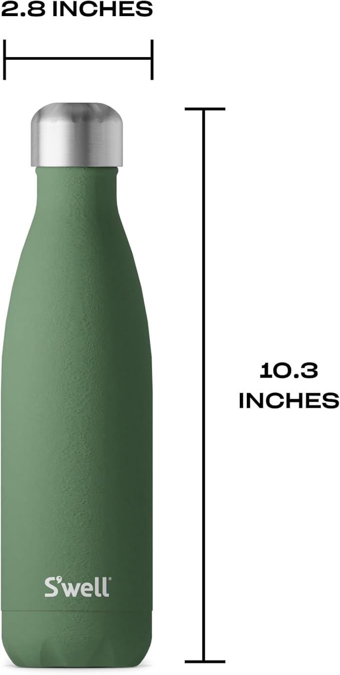 S'well Stainless Steel Water Bottle, 17oz, Green Jasper, Triple Layered Vacuum Insulated Containers Keeps Drinks Cold for 36 Hours and Hot for 18, BPA Free, Perfect for On the Go