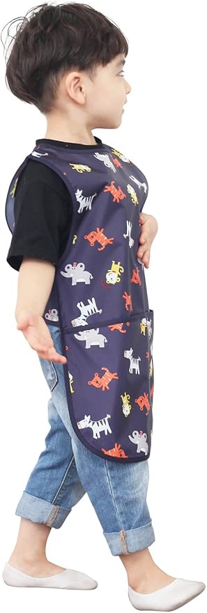 Kids Painting Apron – Waterproof Art Smock for Toddlers & Preschoolers, Messy Play, Baking, Crafts, Cooking, Mealtime