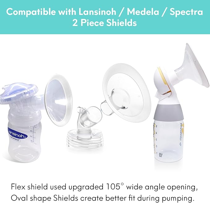 2 Count of 25mm Breast Pump Flanges Compatible with Medela/Lansinoh ComfortFit, Replace Medela PersonalFit Breast Shields, Accessories for Pump in Style Symphony Swing Harmony Freestyle Pump Parts