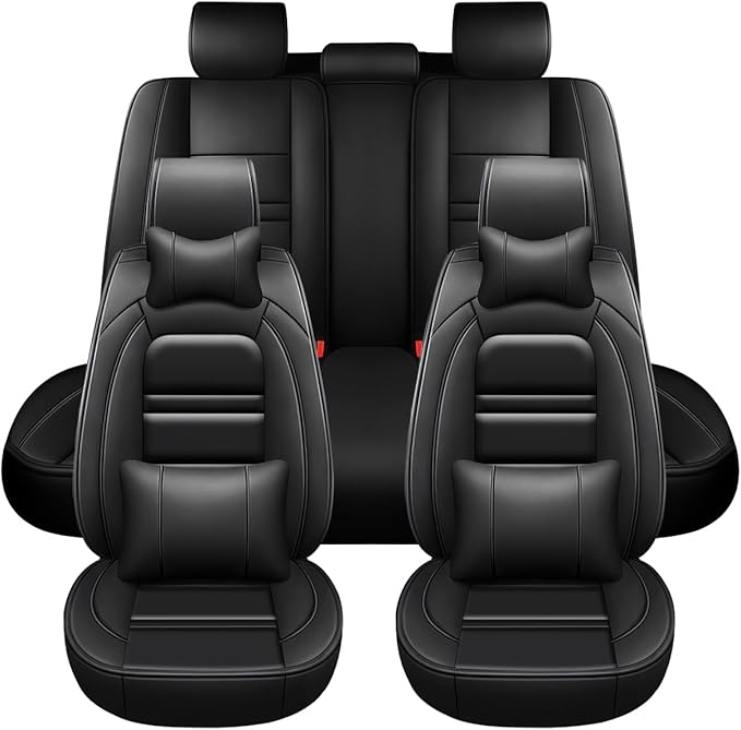 Car Seat Covers for kia Forte 2010-2024 | 5-Seats Seat Covers, Waterproof Seat Protectors, Automotive Seat Covers (Full Set with Pillow,Black)