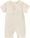 Kuriozud Newborn Infant Unisex Baby Boy Girl Clothes Button Romper Jumpsuit Basic One Piece Outfits