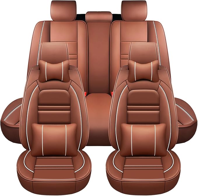 Car Seat Covers for Honda Odyssey 2005-2025 | 5-Seats Seat Covers, Waterproof Seat Protectors, Automotive Seat Covers (Full Set with Pillow,Coffee)
