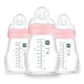 MAM Premium Glass Baby Bottles, Easy Switch Between Breast and Bottle, Feel Good Slow Flow, Newborn Essentials Must Have, 0+ Months, BPA Free, 6oz, Girl, 3 Pack