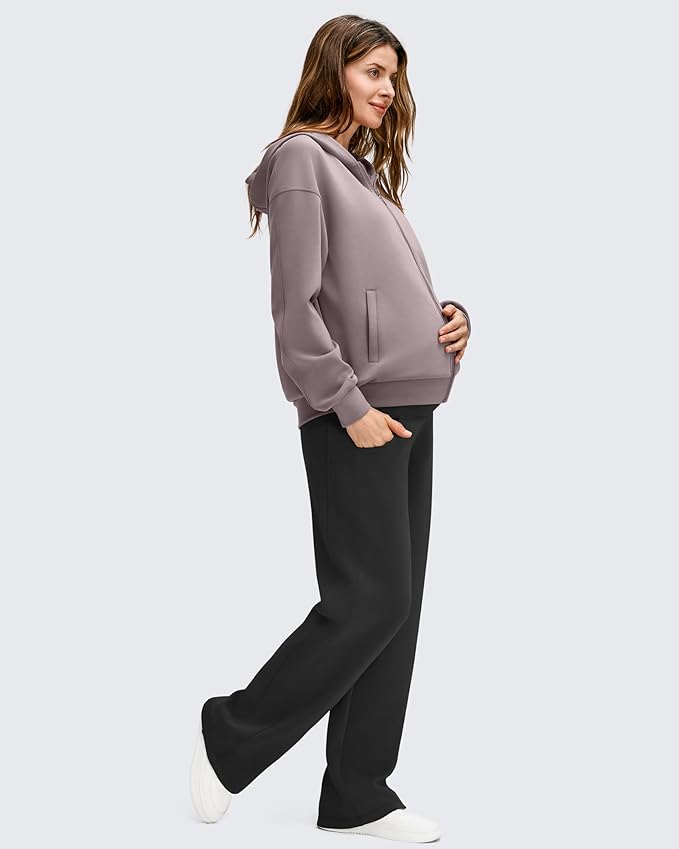 G4Free Smoofit Modal Soft Maternity Pants with Pockets Over The Belly Pregnancy Wide Leg Sweatpants