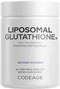 Codeage Liposomal Glutathione 1000 mg Supplement, High-Potency Reduced L-Glutathione - Liposomal Delivery - Phospholipids - Non-GMO, Gluten-Free - 60 Capsules