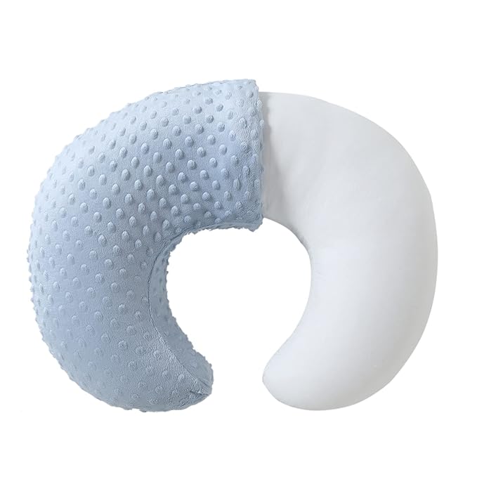 Baby Nursing Pillow and Body Positioner with Premium Slipcover for Breastfeeding for Baby Boys and Girls, Feeding Pillow with Breathable Comfortable Pillowcase (Blue)