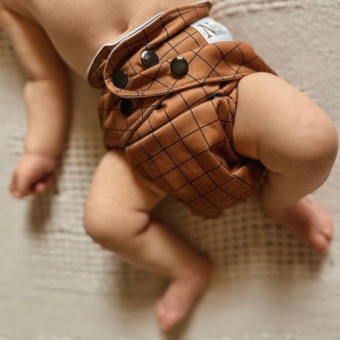 Nora's Nursery Cloth Diapers 7 Pack with 7 Inserts & 1 Wet Bag - Waterproof Cover, Washable, Reusable & One Size Adjustable Pocket Diapers for Newborns and Toddlers -Geared up