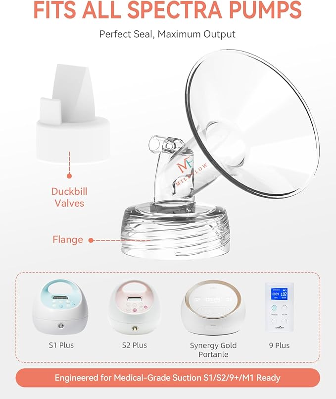 16mm Flange and Duckbill Valve for S1/S2/9+, Flange Inserts for Spectra Replacement Pump Parts (2-Pack) - Not Original Spectra Accessories