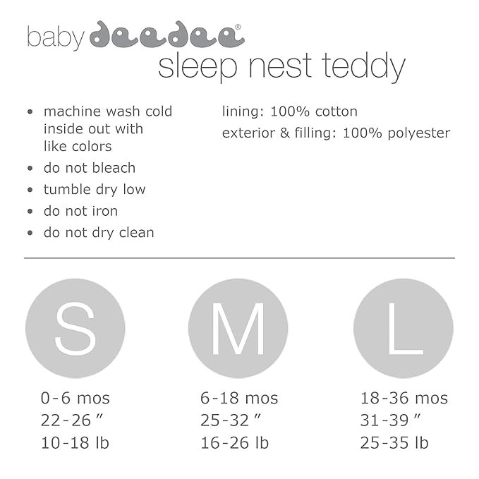 baby deedee Sleep Nest Teddy Baby Sleeping Bag, Oatmeal Navy, Medium (6-18 Month)