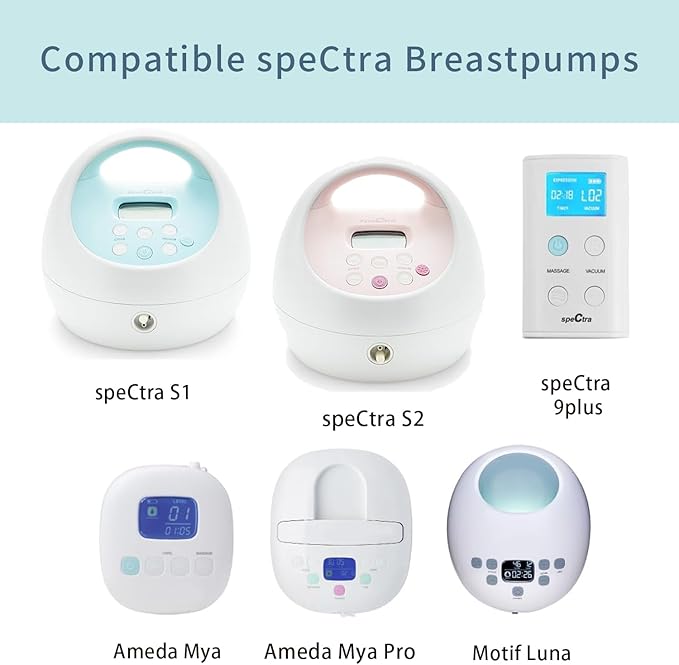 Pump Parts Compatible with Spectra S1/S2/9 Plus, Not Original Accessories, Full Set Replacements Include 17mm Flange, Duckbill Valve, Backflow Protector, Tubing and Bottle