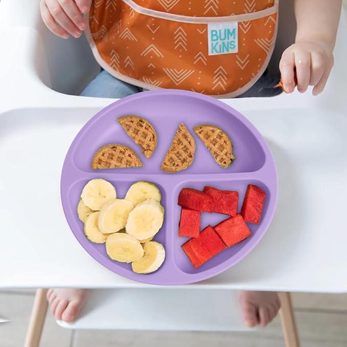 Vicloon Toddler Plates, 3 Pcs Silicone Baby Plates, BPA Free Suction Plates with Lids for Babies and Toddlers, Suction Plate Feature, Divided Plate Design,Toddler Plate Microwave&Dishwasher Safe