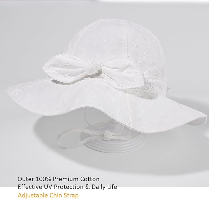 Baby Girl Sun Hat Summer Foldable Beach Hats with UPF50+ Sun Protection Wide Brim Toddler Bucket Hat Cap