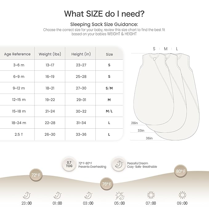 lulumoon Sleep Sack Muslin for Baby: Cotton Wearable Blanket for 15-24 Months - Soft Lightweight Ideal for Nursery Lounge Nighttime Naptime