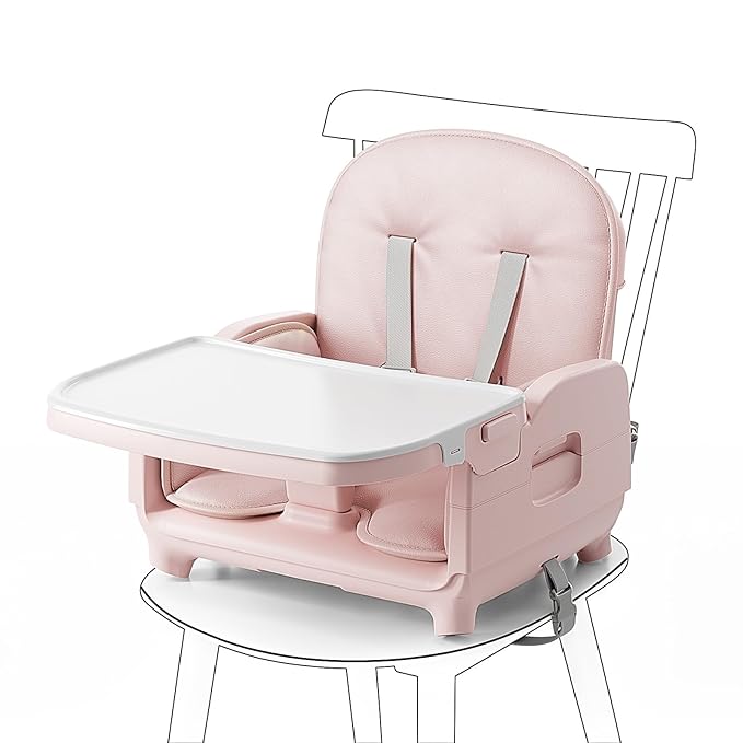 3-in-1 Portable Baby High Chair for Babies and Toddlers, Convertible Easy Clean Infant Foldable Highchair with Adjustable Legs & Dishwasher Safe Tray, Pink