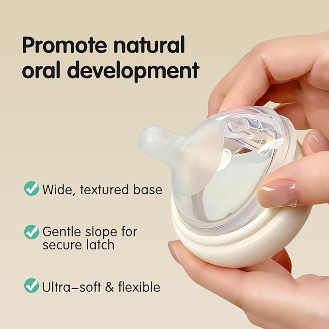 Natural Flow Baby Bottle Silicone Nipple, Extra Slow Flow (SS), 0+ Months, 4 Counts