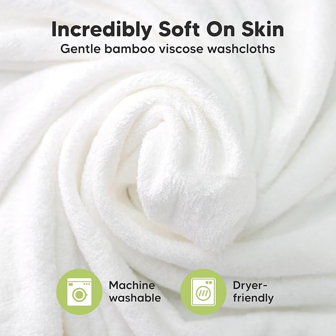 6-Pack Baby Washcloths - Soft Absorbent Viscose from Bamboo Wash Cloths for Babies, Kids, Toddlers, Infant, Newborn Bath Towels, Gentle on Sensitive Skin, 10x10 Reusable Face Towels (Rosy)