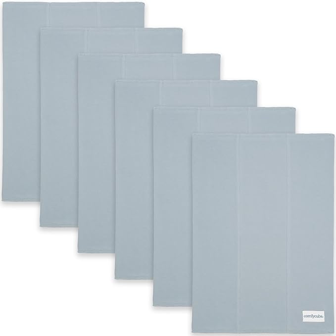 Comfy Cubs Baby Burp Cloths Set (Pack of 6) - Large, 6-Layer, Ultra Absorbent 100% Cotton for Infant Spit-Up, Drool, and Messes - Soft, Gentle, Thoughtful New Born Baby Gifts, Pacific Blue