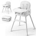 3-in-1 Portable Baby High Chair for Babies and Toddlers, Convertible Easy Clean Infant Foldable Highchair with Adjustable Legs & Dishwasher Safe Tray, Grey