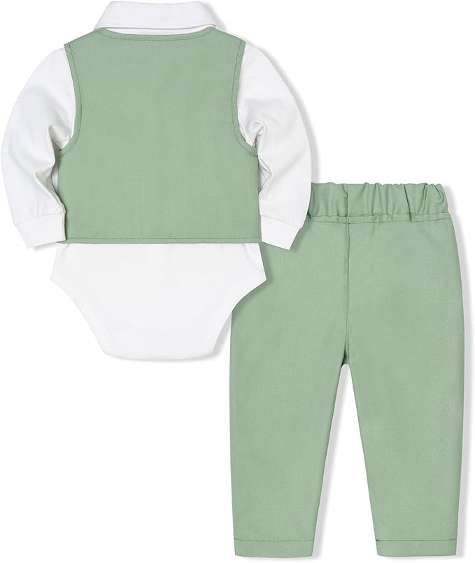 Baby Boy Clothes Suits Infant Gentleman Wedding Outfit Formal Dress Shirt Vest Bowtie Pants 4Pcs Baby Suit Sets