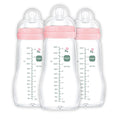 MAM Premium Glass Baby Bottles, Easy Switch Between Breast and Bottle, Feel Good Medium Flow, Newborn Essentials Must Have, 2+ Months, BPA Free, 9oz, Girl, 3 Pack