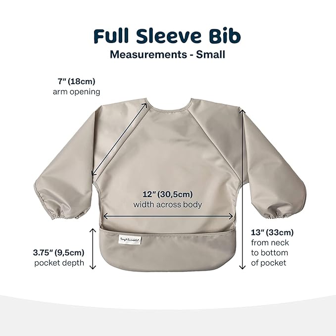 Tiny Twinkle Long Sleeve Bib for Babies & Toddlers – 2 Pack Waterproof Smock Bibs for Eating – Machine Washable & Mess-Proof, Baby Feeding Essential & Shower Must-Have (Cars,Flags,6-24M)