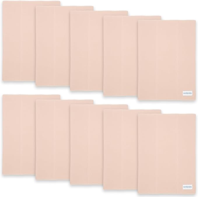 Comfy Cubs Baby Burp Cloths Set (Pack of 10) - Large, 6-Layer, Ultra Absorbent 100% Cotton for Infant Spit-Up, Drool, and Messes - Soft, Gentle, Thoughtful New Born Baby Gifts, Blush