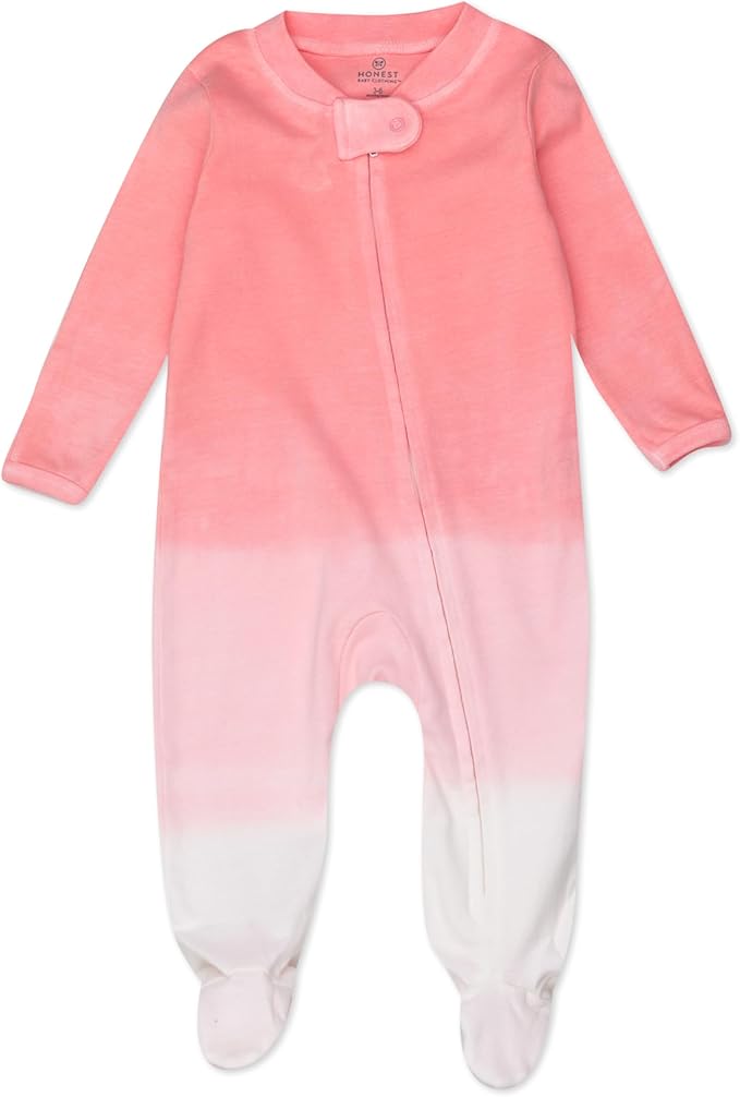 HonestBaby Sleep and Play Footed Pajamas One-Piece Sleeper Jumpsuit Zip-Front PJs 100% Organic Cotton for Baby Girls