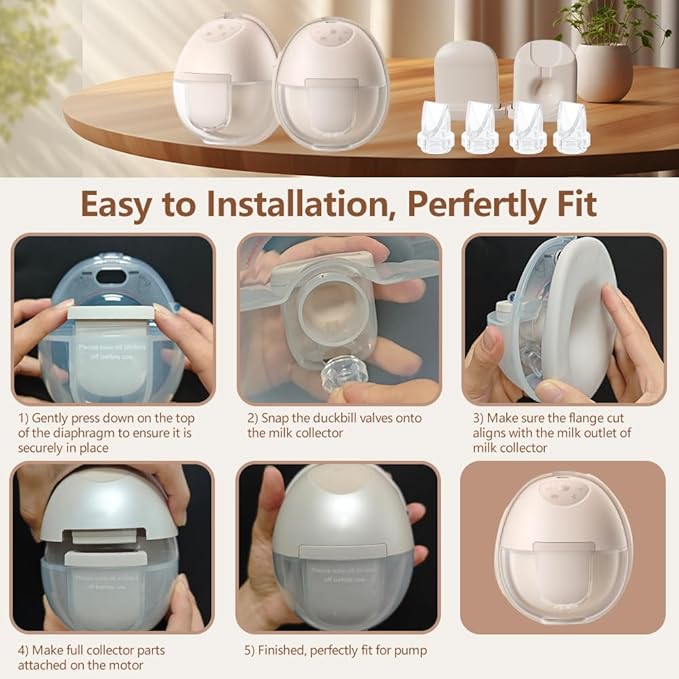 4pcs Breast Pump Parts, 2pcs Duckbill Valves and 2pcs Silicone Diaphragm Compatible with eufy S1 Pro/S1/E10/E20 Wearable Breast Pump, Replace for eufy Pump Parts,Not Original Parts