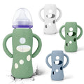 BUSOHA 3 Pack Silicone Sleeves for Lansinoh Glass Baby Bottles - Wide Neck Baby Bottles Sleeves for Lansinoh Bottles Baby Anti-Colic Bottles Holder with Handle Silicone Protector,8 oz