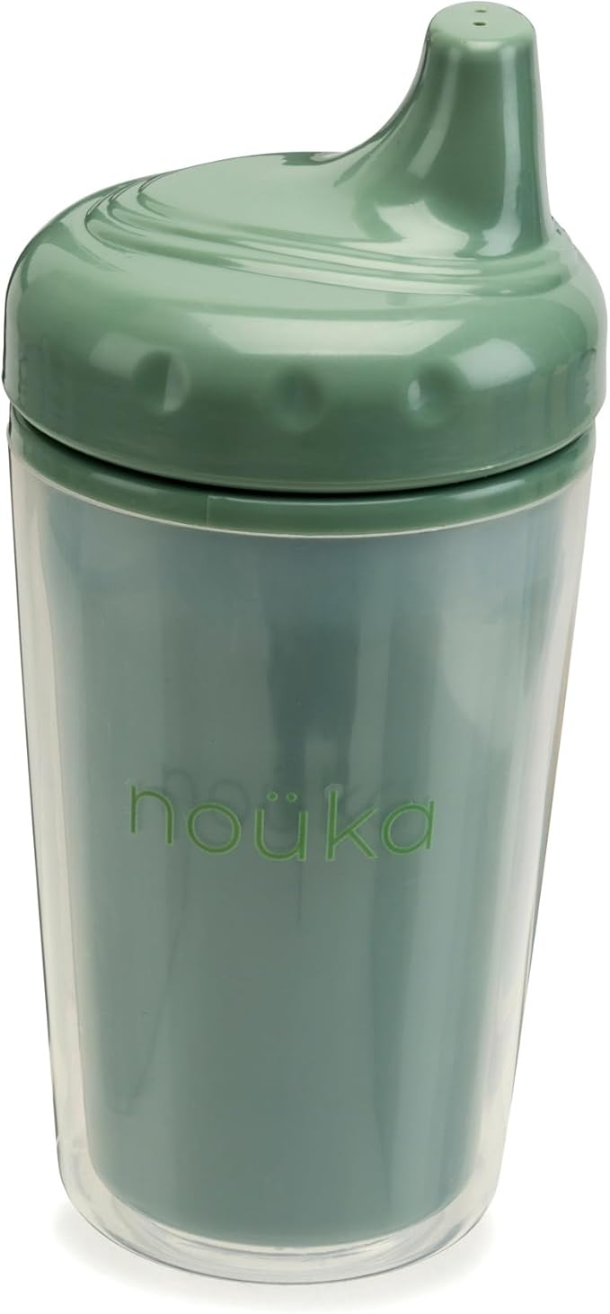 nouka Insulated Non-Spill Sippy Cup | Leak Proof and Easy Grip | Keeps Drinks Hot or Cold | Fern