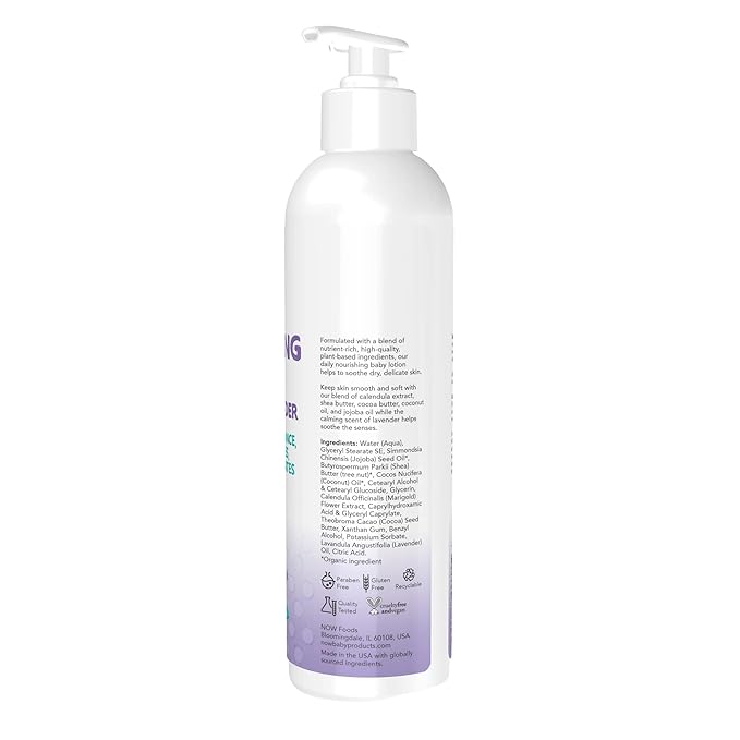 NOW Baby, Nourishing Lotion, Calming Lavender, Paraben Free, 8 Fluid Ounces