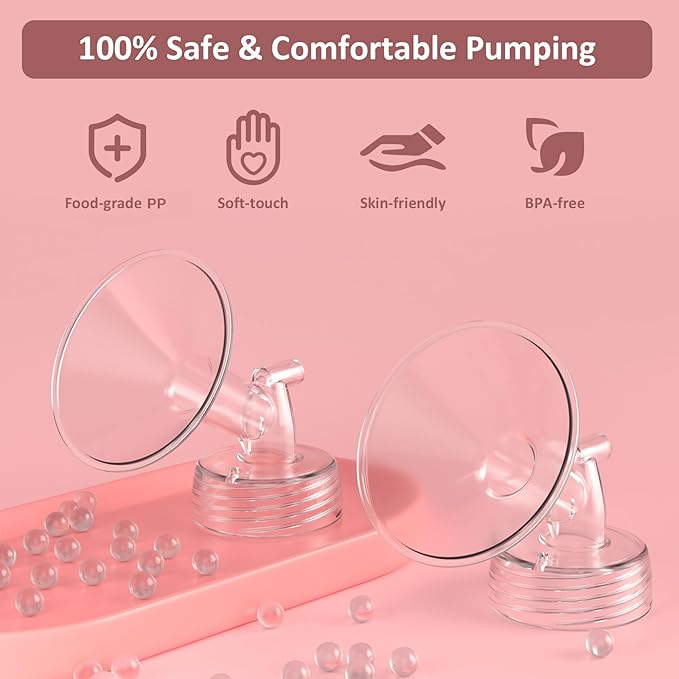 24mm Flanges Compatible with Spectra S2 S1 9 Plus Synergy Gold Breastpump, Not Original Spectra Replacement Pump Parts, Wide Mouth Flange Accessories for Elastic Nipples Work with Backflow Protector