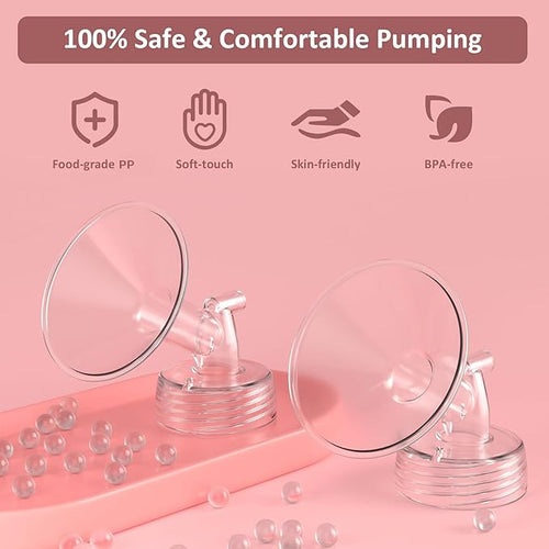 17mm Flanges Compatible with Spectra S2 S1 9 Plus Synergy Gold Breastpump, Not Original Spectra Replacement Pump Parts, Wide Mouth Flange Accessories for Elastic Nipples Work with Backflow Protector