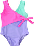 Happy Town Toddler Swimsuit Girl One Piece Bathing Suit Color Block Swimwear Baby Summer Beach Wear
