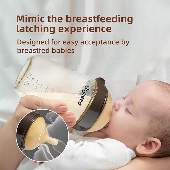 Thyseed PPSU Natural Breast-Like Bottle with Nipple(7-10 Months),10oz，2pack