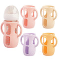 4 Pack Silicone Sleeves for Avent Natural Glass Baby Bottles, Anti Breakage Bottle Holder, Compatible with Philips Avent Glass Natural Baby Bottles (Apricot+Pink+Purple+Orange, 8 OZ)