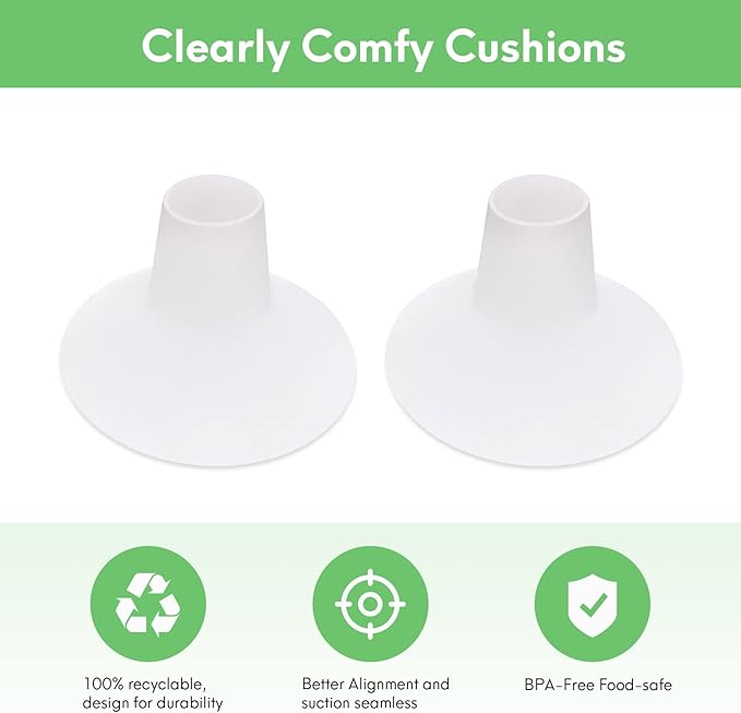 Mompmuri Breast Pump Cushion – S | Breast Pump Accessory, Sizing Insert for Flange Shields | Elastic Nipple Flange Inserts | Silicone Lacteck Flange | Compatible with Flange Sizes 21-23mm (2 pc)