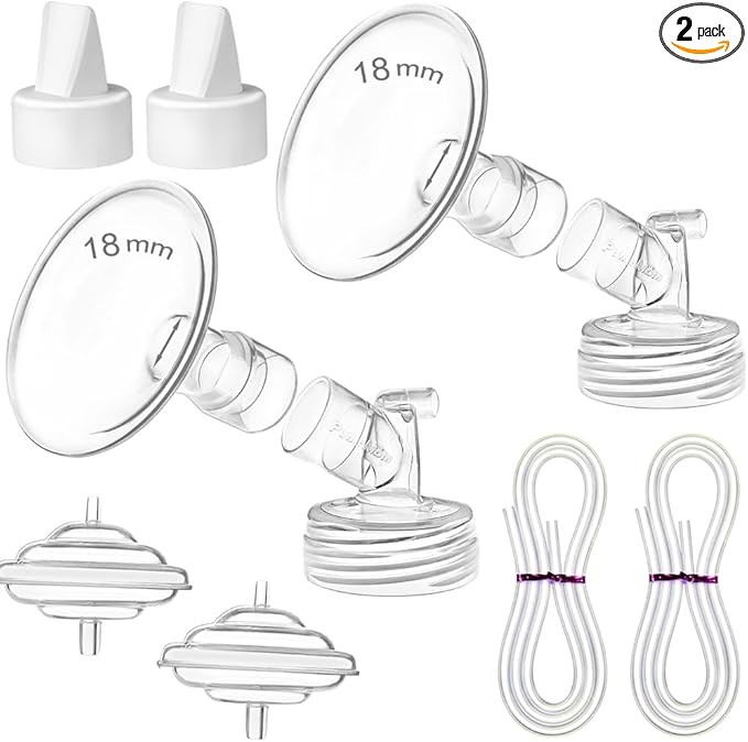 PumpMom-us 18mm Flange Pump Parts for Spectra S2 S1 9 Plus Breastpump, Flange Valve Tubing Backflow Protector, Not Original Spectra S2 Accessories (18mm)