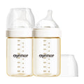 PPSU Natural Baby Bottle with Medium Flow Nipple, Anti-Colic, Wide Neck, Easy to Clean, 3 Months +, 8 oz, 2 Pack