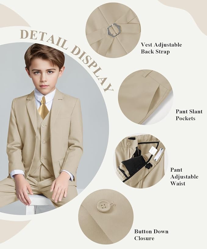 Visaccy Boys Suits Slim Fit Dress Clothes Ring Bearer Outfit