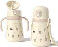 Evorie Leak Proof Vacuum Insulated Water Bottle, 316L Stainless Steel Sippy Cup for Toddlers, 11 oz Straw Cup with Handle & Adjustable Strap, Keeps Drinks Warm or Cold (Giraffe)