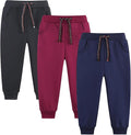 3 Pack Boy's and Girl's Fleece Pull on Jogger Sweatpant with Pockets and Drawstring 2-13 Years