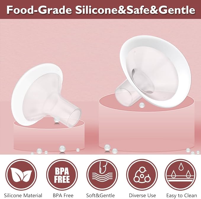 2pcs 24mm Soft Rim Flanges with 106 Degree Wider Opening Angle for Medela Breast Pump, PersonalFit, Freestyle, Maxflow, Freestyle Flex Swing Maxi Connector,Lansinoh Signature Pro