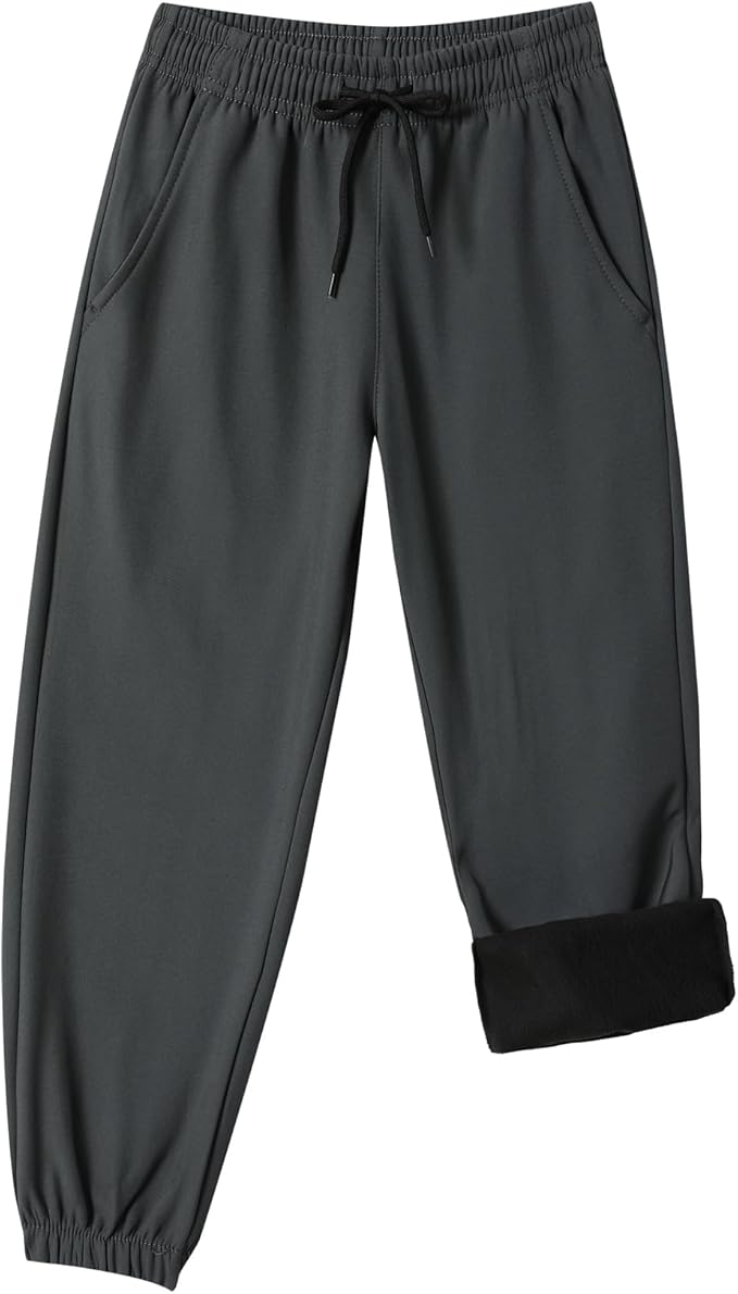 Toddler Fleece Lined Warm Joggers for Baby Boys Girls Thermal Winter Sweatpants Kids Hiking Pants