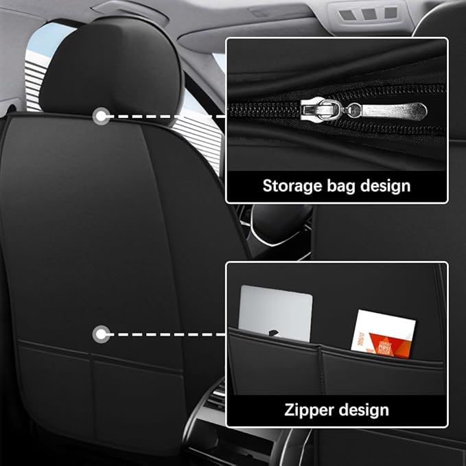 Leather Seat Cover for Ford Edge 2010-2026,Waterproof Soft Seat Covers,Interior Accessories Seat Covers Cushion Vehicle Protector Airbag Compatible(Classic Black,Full Set with Pillow)