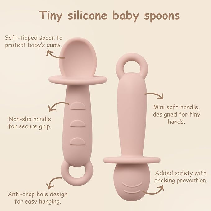 Baby Plates with Suction Silicone Baby Spoons Divided Baby Plates Silicone Baby Safety Toy Straps Baby Bottle Bungees Baby Feeding Set All-in-one-Sage