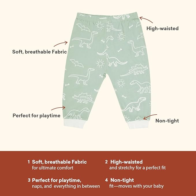 Baby Toddler Joggers Soft Pants for Boys and Girls, 0–24 Months, 2T–4T (3-Pack)