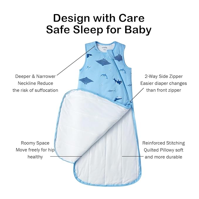 BubblePanda Rayon Made from Bamboo Sleep Sack 0-6 Months 0.5 Tog Soft Newborn Sleep Sack 3-6 Months for Infant Babies 2-Way Zipper Wearable Blanket Baby 0-3 Months