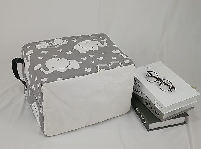 Rectangle Kids Gift Storage Basket Shelf Storage Basket Organizer Box Clothes Laundry Hamper Toys Nursery Basket Baby Laundry Basket with Handles (REC-love elephant)