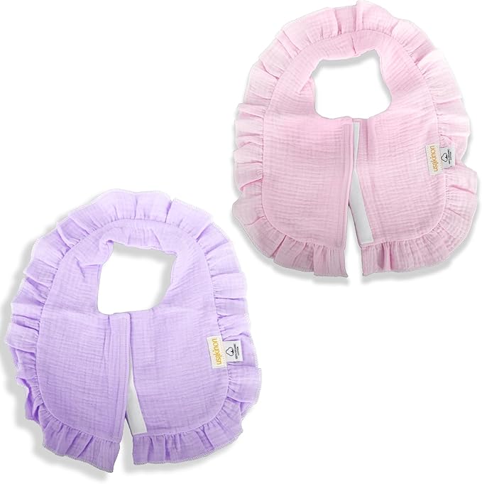 usakinon® 100% Organic Muslin Cotton Baby Bibs 2 Pack – Soft, Absorbent & Safe Newborn Essentials, CPC Certified